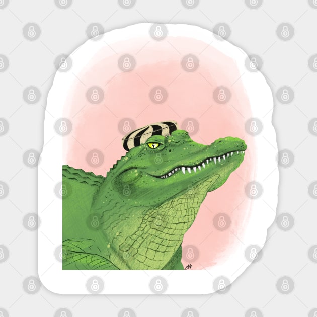 Alligator with hat on Sticker by Juliet & Gin